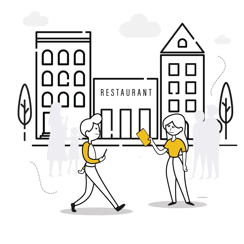food and beverage marketing agencies An employee outside their restaurant passing out flyers